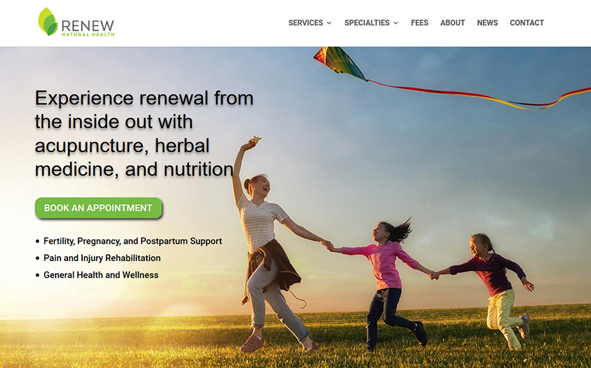 Renew Natural Health home page