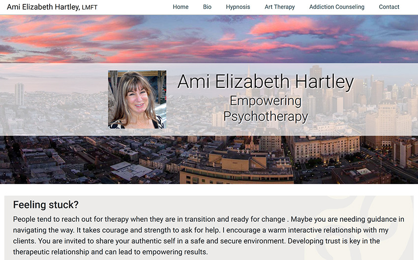 Ami Hartley Psychotherapist home page