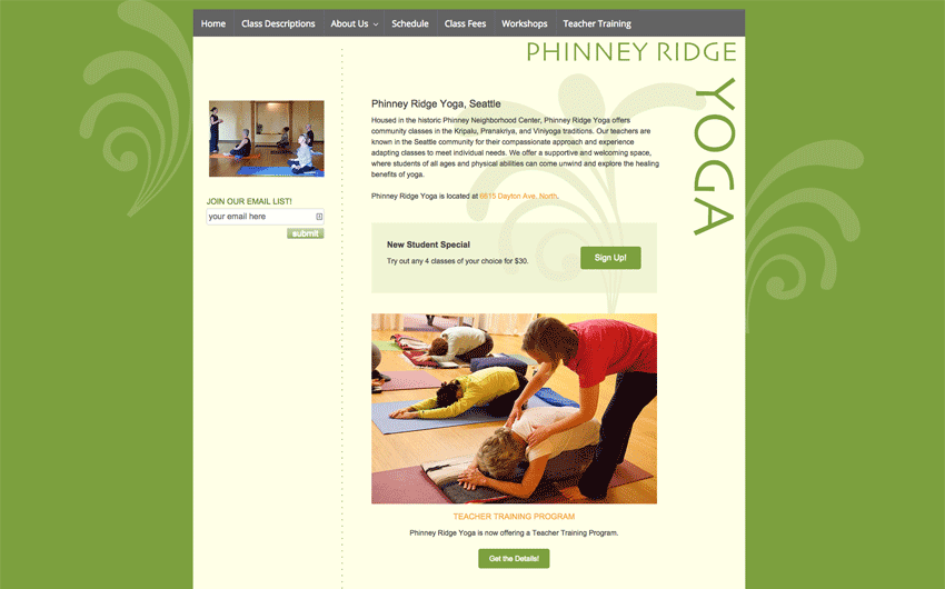 Phinney Ridge Yoga home page